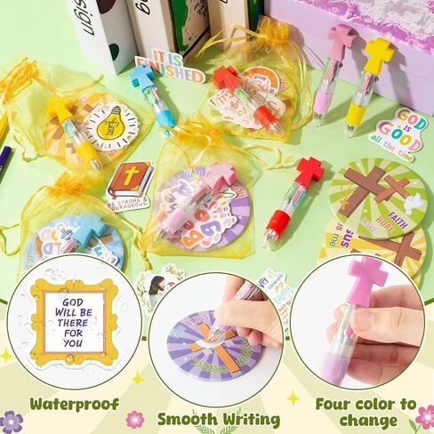 CY2SIDE Owl Stationery Party Gift - 24 Pack Fun Animal Prizes Set Include 4-in-1 Ballpoint Pen Sticky Note Sticker and Organza for Kids, Owl Theme Party Favors Goodie Bag Fillers for School Rewards in Saudi Arabia