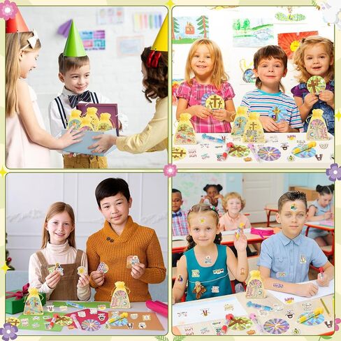 CY2SIDE Owl Stationery Party Gift - 24 Pack Fun Animal Prizes Set Include 4-in-1 Ballpoint Pen Sticky Note Sticker and Organza for Kids, Owl Theme Party Favors Goodie Bag Fillers for School Rewards in Saudi Arabia