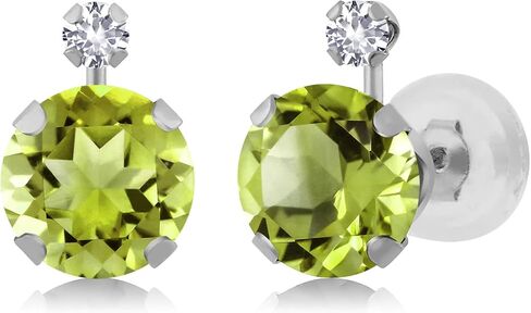 GEM Stone King 14K الذهب الأبيض الذهب الأخضر والأبيض التي تم إنشاؤها من الياقوت الأقطار | 1.88 CTTW | الأحجار الكريمة المولد | جولة 6mm in Saudi Arabia