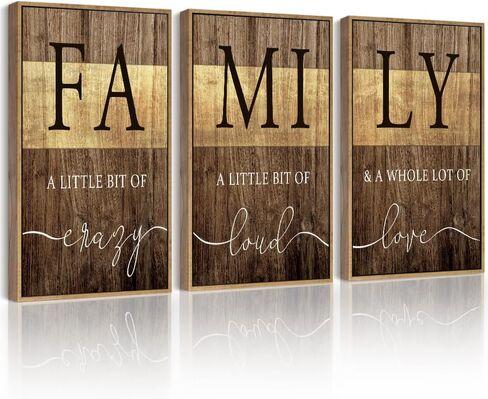 Drsoum Home Family Wall Decor Farmhouse Sign Wall Hanging Decor Rustic Netural Quotes Prints Artwork for Home Dining Room Kitchen 11x14in Natural Framed in Kuwait