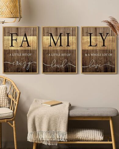 Drsoum Home Family Wall Decor Farmhouse Sign Wall Hanging Decor Rustic Netural Quotes Prints Artwork for Home Dining Room Kitchen 11x14in Natural Framed in Kuwait