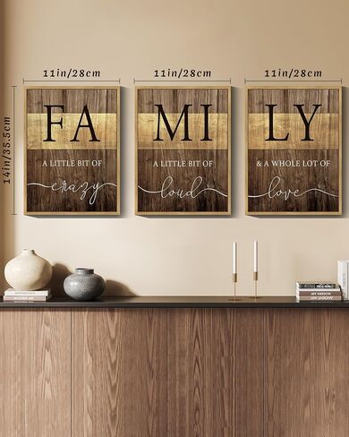 Drsoum Home Family Wall Decor Farmhouse Sign Wall Hanging Decor Rustic Netural Quotes Prints Artwork for Home Dining Room Kitchen 11x14in Natural Framed in Kuwait