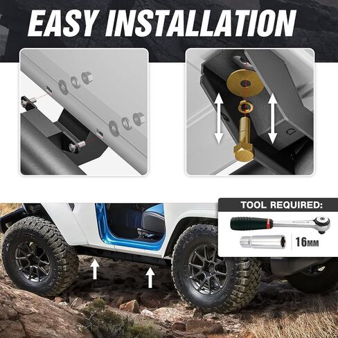 Suorto Running Boards Drop Side Steps متوافقة مع 2018 2019 2020 2021 2022 2023 2024 Jeep Wrangler JL 2 Doors ، Bars Stefle Nerf Step Plates Rock Sliders Rails (على الطرق الوعرة) in Saudi Arabia