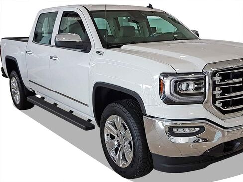 APS Running Boards (Side Bars Side Steps) Compatible with Chevy Silverado GMC Sierra 1500 2007-2018 & 2500 HD 3500 HD 2019 Crew Cab (Exclude 07 Classic) (Stainless Steel Black Powder Coated 5in) in Saudi Arabia