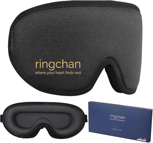 Ringchan True Blackout Eye Scks للنوم ، قيلولة المكتب أو رحلة الطيران الطويلة ، وضغط صفر على مقل العيون ، وحزام قابل للتعديل بشكل مريح ، ناعمة ومريحة ليلية عصيدة - طائرة أسود in Saudi Arabia