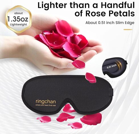 Ringchan True Blackout Eye Scks للنوم ، قيلولة المكتب أو رحلة الطيران الطويلة ، وضغط صفر على مقل العيون ، وحزام قابل للتعديل بشكل مريح ، ناعمة ومريحة ليلية عصيدة - طائرة أسود in Saudi Arabia