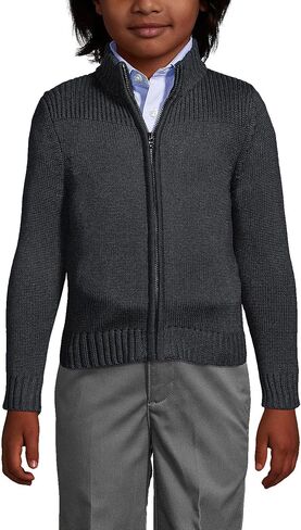 Lands' End School Uniform Boys Cotton Modal Zip Front Cardigan Sweater in Saudi Arabia