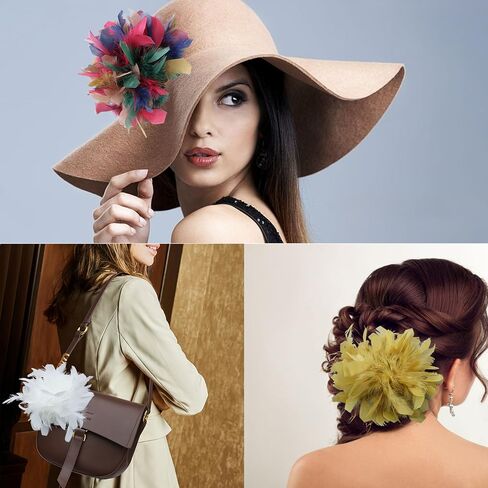 ريشة زهرة كبيرة دبابيس طية طية طية طية للنساء: أنيقة رشيقة بروش بروش الدبوس الإكسسوارات مشبك الشعر لزفاف السترة الطاشية دبوس شعر الزفاف ديربي هاتفيس كوكتيل حفلة كوكتيل in Kuwait