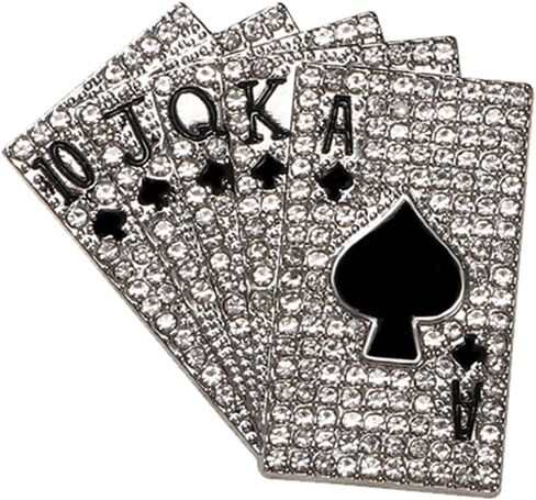 Play Cards Brooch Pin for Women Men Ponfuncy Punk Rock Crystal recdes a ace poker apel pin bag bag bas accessories in Kuwait