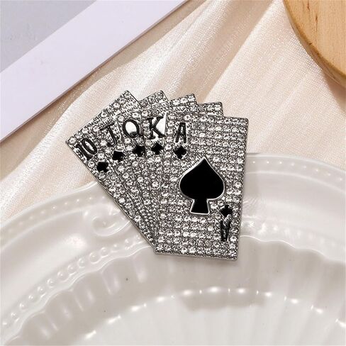 Play Cards Brooch Pin for Women Men Ponfuncy Punk Rock Crystal recdes a ace poker apel pin bag bag bas accessories in Kuwait