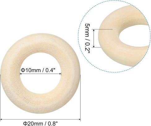 Patikil 30mm 1.2 "حلقات خشبية طبيعية ، 100pcs 6 مم سميكة الخشب حلقة الخشب حلقة الخشب دائرة للحرف اليدوية المجوهرات DIY صنع الماكرين in Saudi Arabia