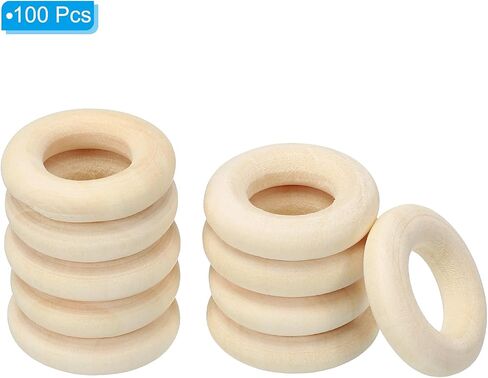 Patikil 30mm 1.2 "حلقات خشبية طبيعية ، 100pcs 6 مم سميكة الخشب حلقة الخشب حلقة الخشب دائرة للحرف اليدوية المجوهرات DIY صنع الماكرين in Saudi Arabia