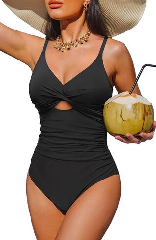 Tempt Me Women One Piece Swimsuit Tummy Control Bathing Suits Cutout V Neck Twist Front Swimwear in Kuwait