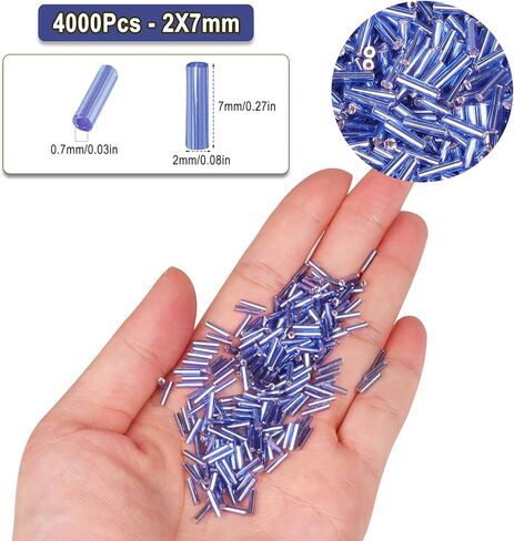 4000pcs حبات Bugle ، حبات أنبوب التطريز لصنع المجوهرات ، حبات طويلة صغيرة لمستلزمات سوار DIY الحرفية ، 7x2mm ، الذهب in Kuwait