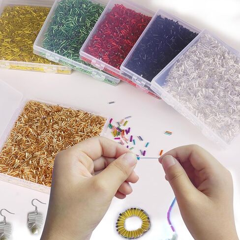 4000pcs حبات Bugle ، حبات أنبوب التطريز لصنع المجوهرات ، حبات طويلة صغيرة لمستلزمات سوار DIY الحرفية ، 7x2mm ، الذهب in Kuwait