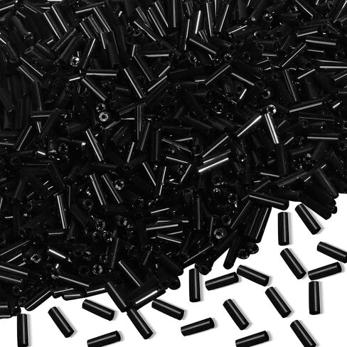 4000pcs Bugle Beads, Embroidery Tube Beads for Jewelry Making, Small Long Beads for Craft DIY Bracelet Necklaces Supplies, 7x2mm,Gold in Saudi Arabia