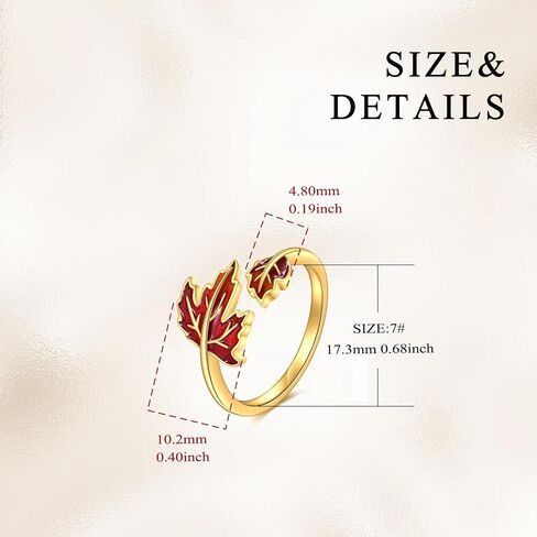 Aoboco Red Maple Rings Open Rings 925 Sterling Silver Leaf Ring for Women Wedding Rings Finger Rings Fit Pitic Engagement Engagement Birthday Mother's Jewelry Gift in Saudi Arabia