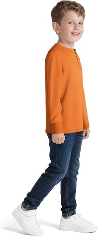 Resinta 4 Pack Toddler Boys Henley Long Sleeve Shirts Boys Waffle Henley Knit Thermal Tops for Daily Wear Running Outdoors in Saudi Arabia