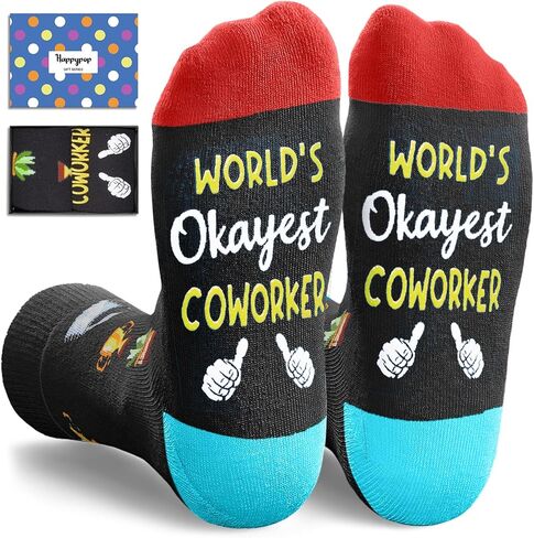 جوارب أفكار هدايا زملاء العمل من HAPPYPOP - هدايا زملاء العمل للنساء والرجال، هدايا مكتب لزملاء العمل، هدايا صغيرة مضحكة لزملاء العمل مع بطاقة تهنئة in Kuwait