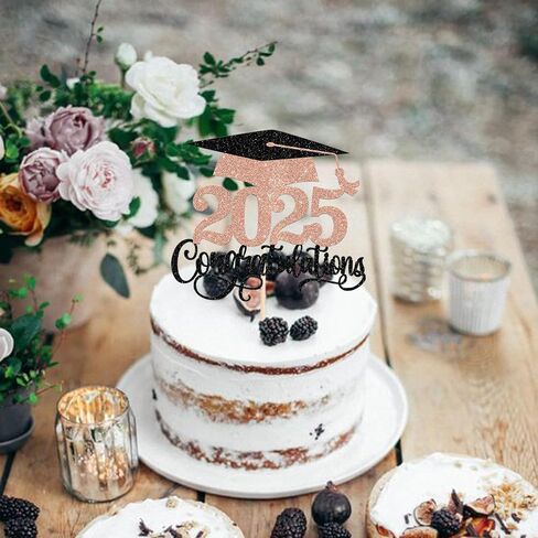 1 حزمة 2025 كعكة التخرج Topper Grad Grad Cap Diploma 2025 كبار الكعكة اختيار للتخرج المدرسي موضوع الحفلة كب كيك لوازم الأخضر الأسود in Saudi Arabia