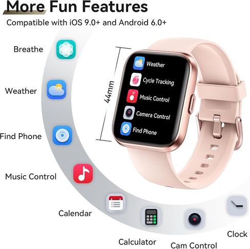 Smart Watches for Women Android & iPhone, Alexa Built-in, 1.8" Fitness Tracker with Answer/Make Calls, IP68 Waterproof Fitness Watch,Heart Rate, Sleep, SpO2 Monitor,Pedometer, Pink in Saudi Arabia