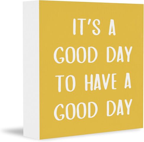 Yellow It’s a Good Day To Have a Good Day Positive Office Wooden Box Sign, Baby Girls Boys Kids Room Nursery Decor, Inspirational Gift for Women Men for Wall Desk Shelf Tabletop Decoration, Inspirational Office Decor 5x5In in Saudi Arabia