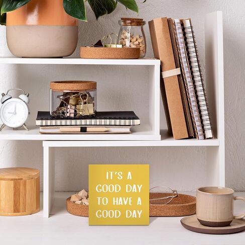 Yellow It’s a Good Day To Have a Good Day Positive Office Wooden Box Sign, Baby Girls Boys Kids Room Nursery Decor, Inspirational Gift for Women Men for Wall Desk Shelf Tabletop Decoration, Inspirational Office Decor 5x5In in Saudi Arabia