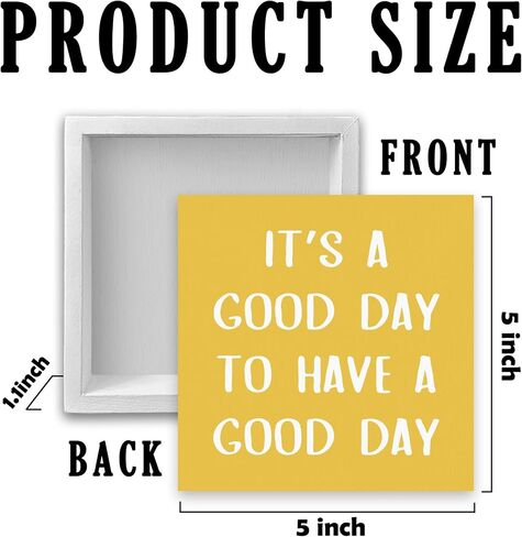 Yellow It’s a Good Day To Have a Good Day Positive Office Wooden Box Sign, Baby Girls Boys Kids Room Nursery Decor, Inspirational Gift for Women Men for Wall Desk Shelf Tabletop Decoration, Inspirational Office Decor 5x5In in Saudi Arabia