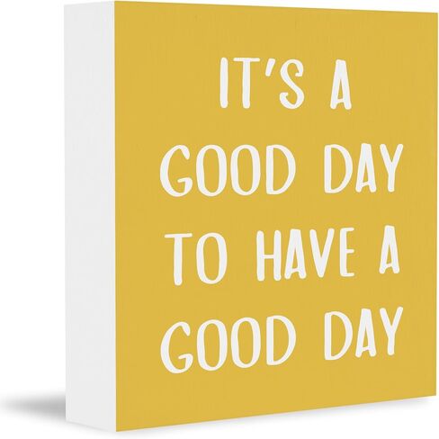 Yellow It’s a Good Day To Have a Good Day Positive Office Wooden Box Sign, Baby Girls Boys Kids Room Nursery Decor, Inspirational Gift for Women Men for Wall Desk Shelf Tabletop Decoration, Inspirational Office Decor 5x5In in Saudi Arabia
