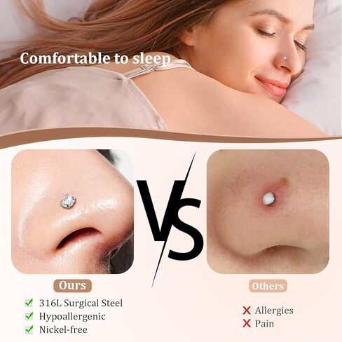 أزرار حلقات الأنف - 5 أزواج 20 جرام حلقات المسمار الذهب/الفضة للنساء للنساء 316L لجراحة الفولاذ المقاوم للصدأ الفولاذ المقاوم للصدأ الفولاذ المقصود فوكس كروس الأزرار 1.5 مم 2 مم 2.5 مم 3 مم in Saudi Arabia