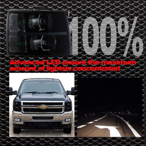LED DRL الأمامي المصابيح الأمامية مصابيح أمامية متوافقة مع Chevy Silverado 1500 2007-2013/2500 3500 & HD Models 2007-2014 ((LED Type Smoky Lens Black Housing Reflector) 22853027 ، 22853028 ، Pair. in Kuwait