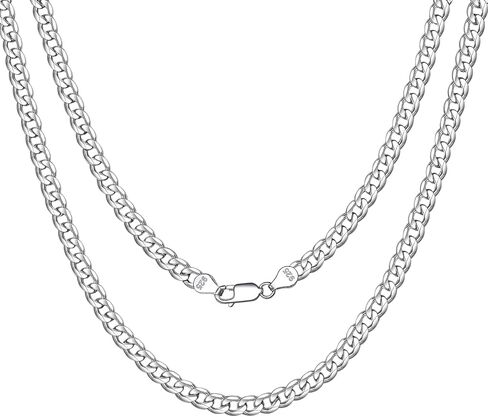 ChicSilver 2.8mm/5mm Solid 925 Sterling Silver Cuban Link/Figaro Chain Necklace for Women Men, 14, 18, 20, 22, 24, 26, 28 Inch(with Gift Box) in Saudi Arabia