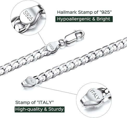 ChicSilver 2.8mm/5mm Solid 925 Sterling Silver Cuban Link/Figaro Chain Necklace for Women Men, 14, 18, 20, 22, 24, 26, 28 Inch(with Gift Box) in Saudi Arabia