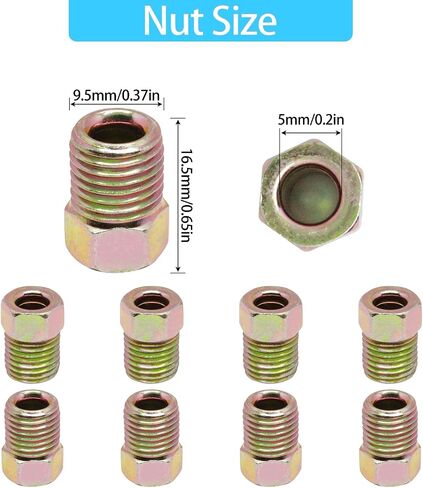 3/8 Inch-24 Threads Brake Line Fittings, 24 Pack 3/16 Brake Line Fittings Assortment for 3/16 Inch Tube (8 Unions, 16 Nuts) in Kuwait