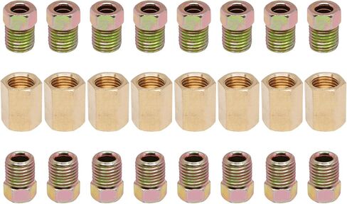 3/8 Inch-24 Threads Brake Line Fittings, 24 Pack 3/16 Brake Line Fittings Assortment for 3/16 Inch Tube (8 Unions, 16 Nuts) in Kuwait