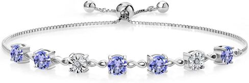 Gem Stone King 18K Yellow Gold Plated Silver Round Black Onyx and White Lab Grown Diamond Tennis Bracelet For Women (2.39 Cttw,Gemstone Birthstone, Fully Adjustable Up to 9 Inch) in Saudi Arabia