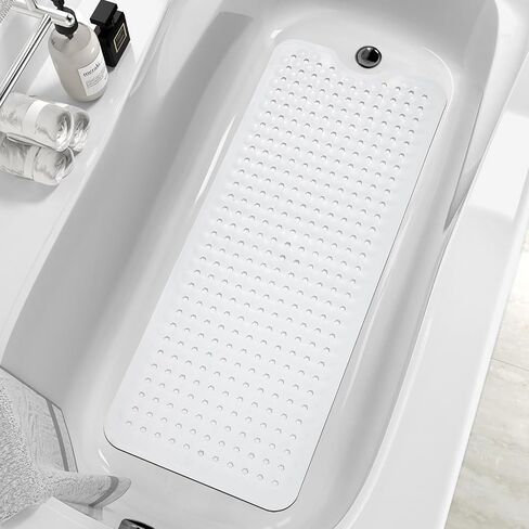 ZHICHENG Bath Tub and Shower Mats, Non-Slip 39 x 16 Inch Extra Long Bath Mat, Machine Washable Bathtub Mat with Drain Holes, Suction Cups for Bathroom (Pink) in Saudi Arabia