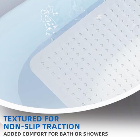 ZHICHENG Bath Tub and Shower Mats, Non-Slip 39 x 16 Inch Extra Long Bath Mat, Machine Washable Bathtub Mat with Drain Holes, Suction Cups for Bathroom (Pink) in Saudi Arabia