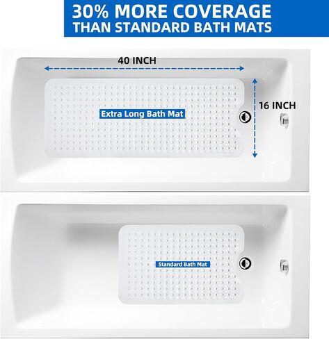 ZHICHENG Bath Tub and Shower Mats, Non-Slip 39 x 16 Inch Extra Long Bath Mat, Machine Washable Bathtub Mat with Drain Holes, Suction Cups for Bathroom (Pink) in Saudi Arabia