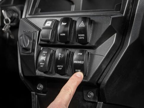SuperATV MaxDrive Power Flip Windshield Compatible With Kawasaki Teryx KRX 1000: 2020+, Kawasaki Teryx KRX 4 1000: 2023+, 1/4" Polycarbonate 250x Stronger than Glass in Saudi Arabia