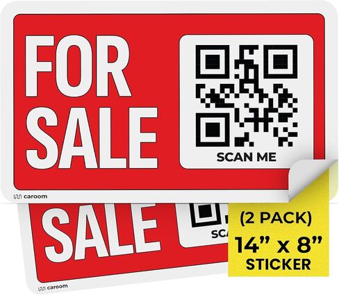 لافتة بيع للسيارة مقاس 25.4 سم × 15.24 سم (ذاتية اللصق، عبوتان) - أيضًا للشاحنات، والمنزل، والأعمال التجارية، والفناء، ومبيعات المرآب والمزيد، يتضمن التطبيق in Saudi Arabia