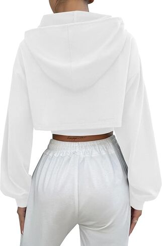 LovelyWholesale Women Cropped Hoodie Zip Up Long Sleeve Crop Top Sweatshirts in Kuwait