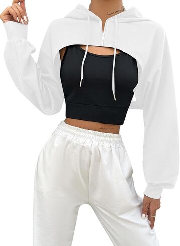 LovelyWholesale Women Cropped Hoodie Zip Up Long Sleeve Crop Top Sweatshirts in Kuwait