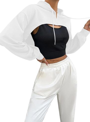 LovelyWholesale Women Cropped Hoodie Zip Up Long Sleeve Crop Top Sweatshirts in Kuwait