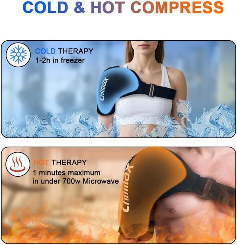 Shoulder Ice Pack Wrap Rotator Cuff & Arm,Reusable Gel Hot Cold Therapy Compression,Instant Relieve Shoulder Periarthritis Pain,Fatigue, Sports injury, Best Surgery Recovery Gift (Large Black) in Kuwait