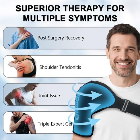 Shoulder Ice Pack Wrap Rotator Cuff & Arm,Reusable Gel Hot Cold Therapy Compression,Instant Relieve Shoulder Periarthritis Pain,Fatigue, Sports injury, Best Surgery Recovery Gift (Large Black) in Kuwait