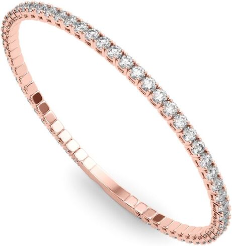 14K الذهب 1.5 إلى 5.0 CTTW Diamond Diamond Full Flexi Bangle الإغلاق القابل للتكديس | التآكل اليومي in Saudi Arabia