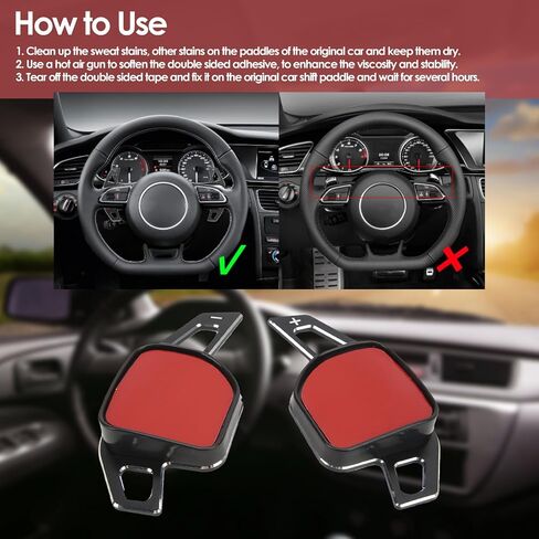 مجاذيف Keenso Steering Wheel Shift Paddles ، امتداد مُجدّة سبائك الألومنيوم لـ 8V S4 S5 B8.5 S6 S7 C7 2013 2016 (Silver) in Kuwait
