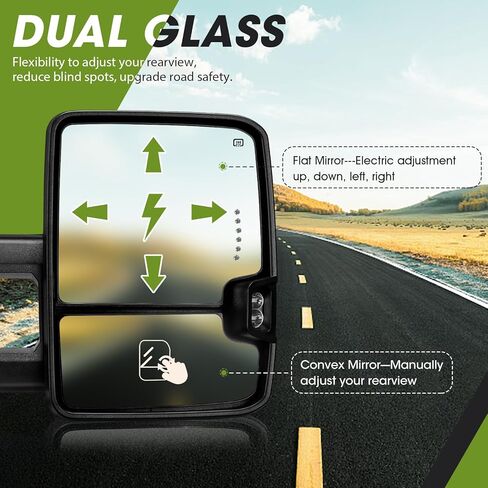 مرايا السحب المتعرجة لعام 2003-2007 تشيفي سيلفرادو مرايا السحب جي إم سي سييرا المرايا الجانبية مع إشارة الانعطاف الديناميكية وتشغيل الضوء الاحتياطي مصباح الطاقة مجموعة زوج قابلة للتمديد (طلاء أسود) in Kuwait