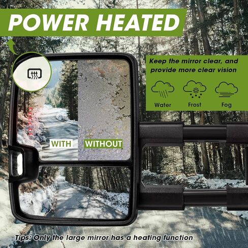 مرايا السحب المتعرجة لعام 2003-2007 تشيفي سيلفرادو مرايا السحب جي إم سي سييرا المرايا الجانبية مع إشارة الانعطاف الديناميكية وتشغيل الضوء الاحتياطي مصباح الطاقة مجموعة زوج قابلة للتمديد (طلاء أسود) in Kuwait